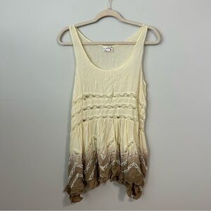 Free People Intimately Brown Cream Voile And Lace Trapeze Mini Dress Size Small